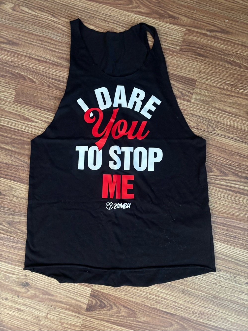 Zumba Fitness Black Tank Top with Red and White Graphic